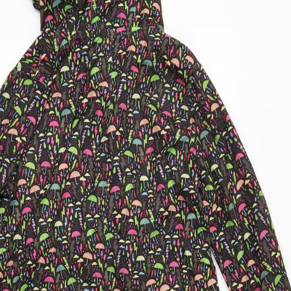 Primark Womens Black Geometric  Rain Coat Coat Size S  - Parka in a Pocket