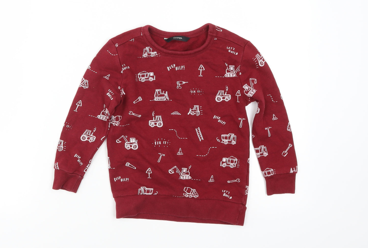 George Boys Red Geometric  Pullover Sweatshirt Size 2-3 Years