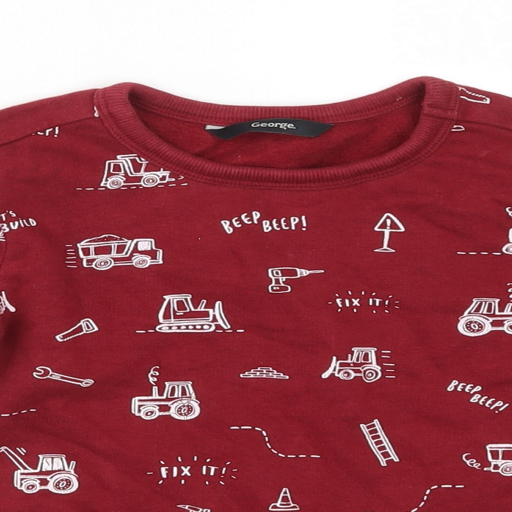 George Boys Red Geometric  Pullover Sweatshirt Size 2-3 Years