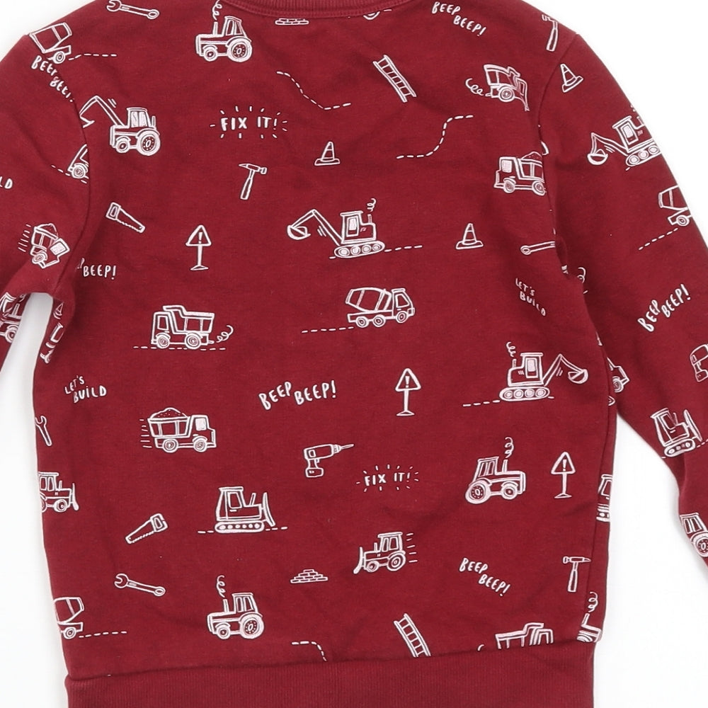 George Boys Red Geometric  Pullover Sweatshirt Size 2-3 Years