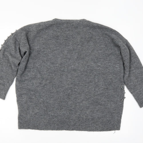 Moewy Womens Grey   Pullover Jumper Size M