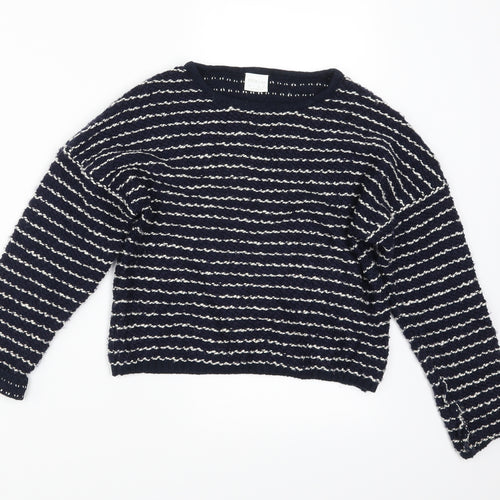 F&F Girls Blue Striped  Pullover Jumper Size 8 Years