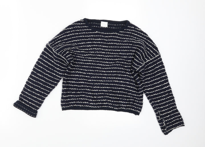 F&F Girls Blue Striped Pullover Jumper Size 8 Years