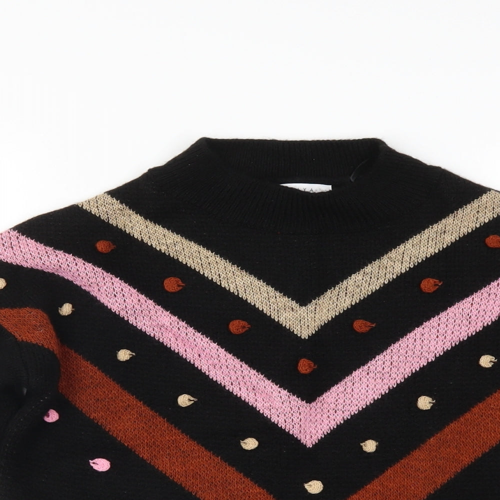 Papaya Womens Black Striped  Pullover Jumper Size S
