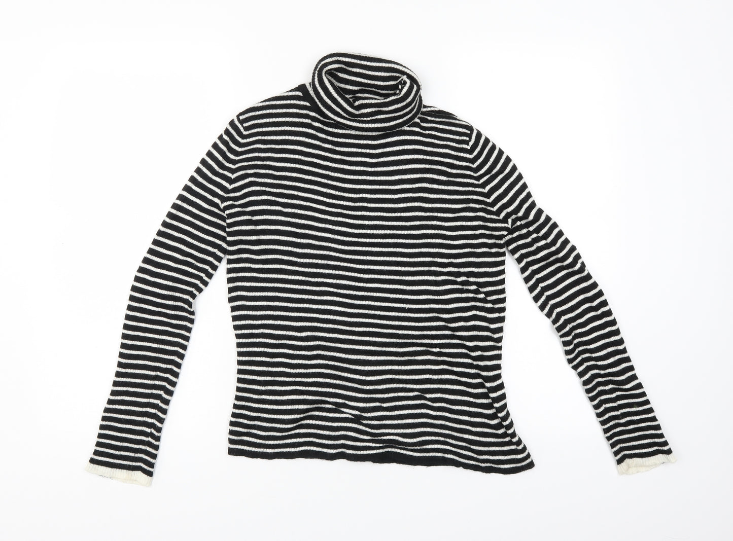 New Look Womens Black Striped  Pullover Jumper Size 12