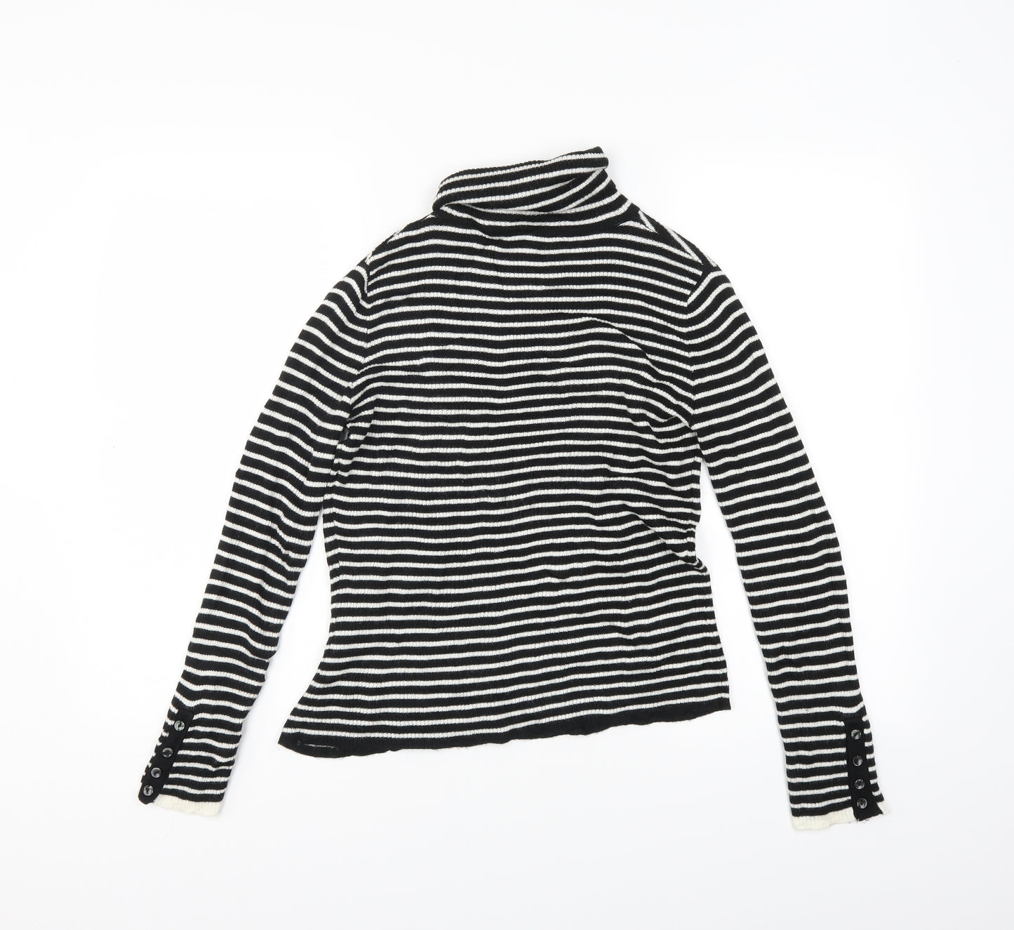 New Look Womens Black Striped  Pullover Jumper Size 12