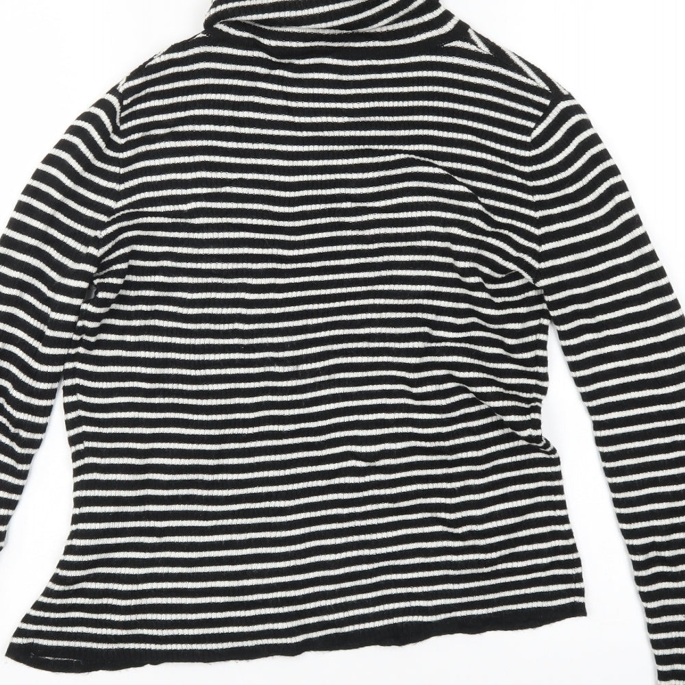 New Look Womens Black Striped  Pullover Jumper Size 12