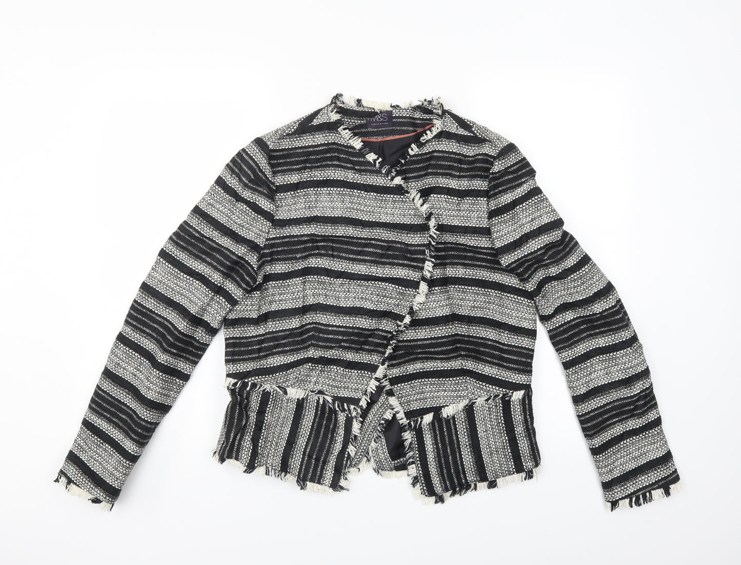 Marks and Spencer Womens Black Striped  Jacket  Size 12