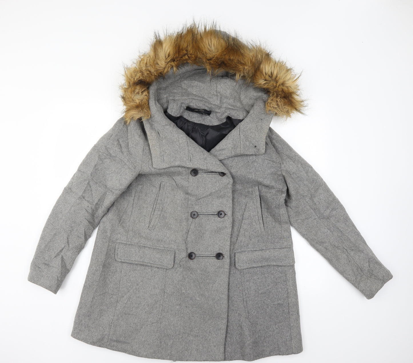 Zara Womens Grey   Overcoat Coat Size L