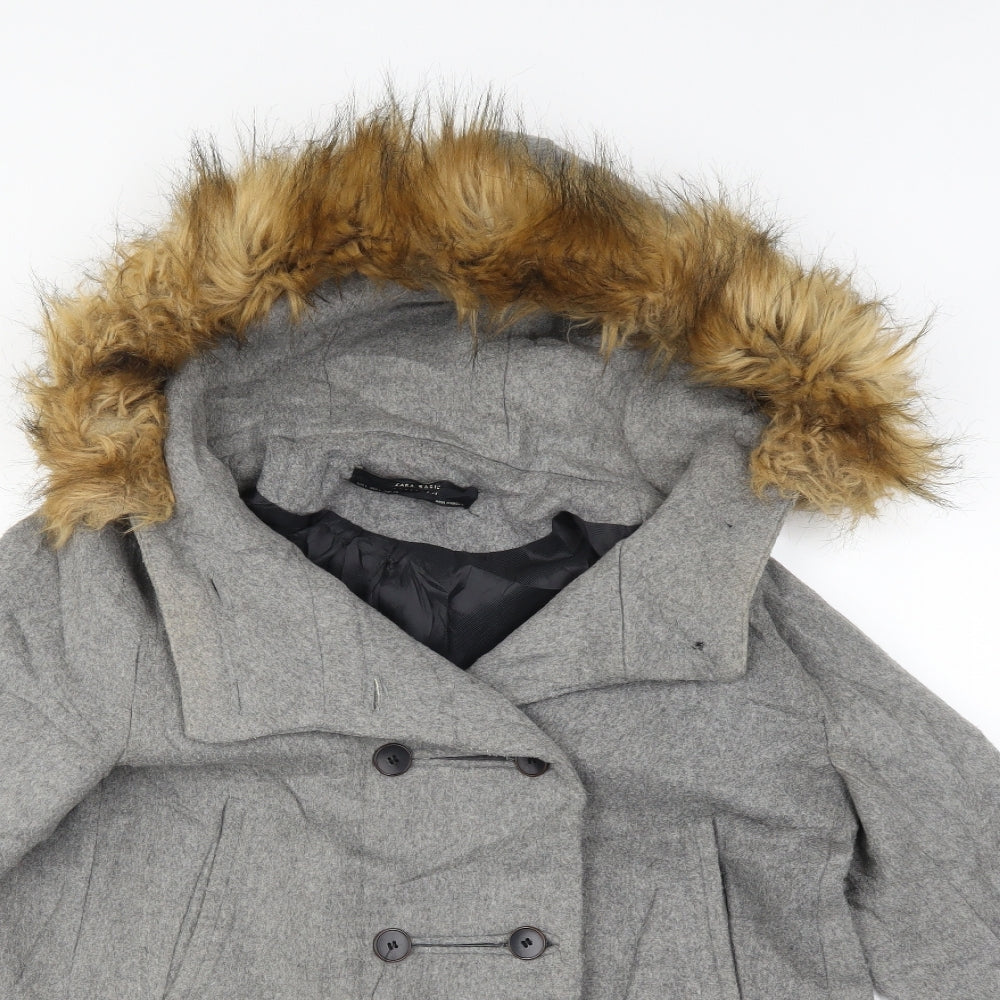Zara Womens Grey   Overcoat Coat Size L