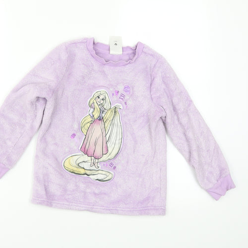 Disney Girls Purple Solid Fleece Top Pyjama Top Size 5-6 Years  - disney