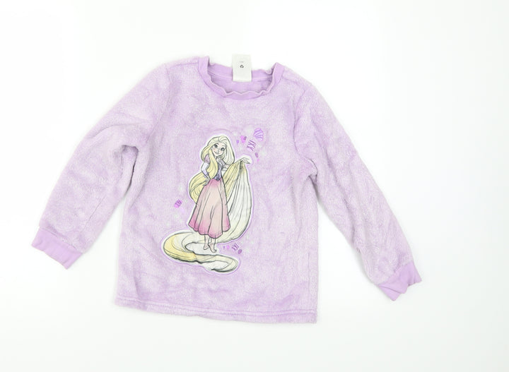 Disney Girls Purple Solid Fleece Top Pyjama Top Size 5-6 Years  - disney