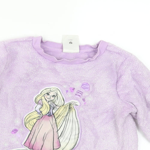 Disney Girls Purple Solid Fleece Top Pyjama Top Size 5-6 Years  - disney