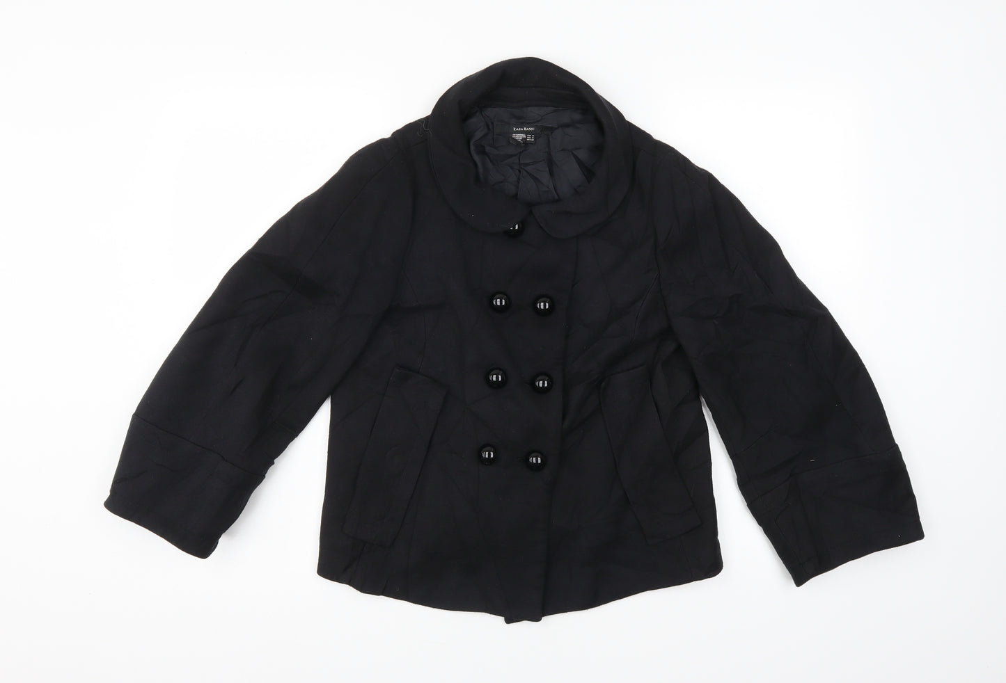 Zara Womens Black   Pea Coat Coat Size M