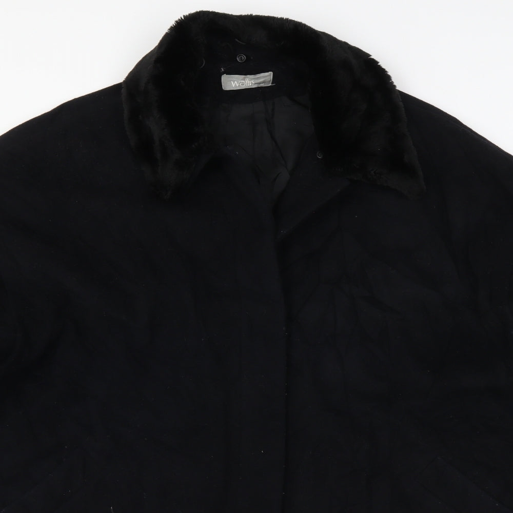 Wallis Womens Black   Overcoat Coat Size 14