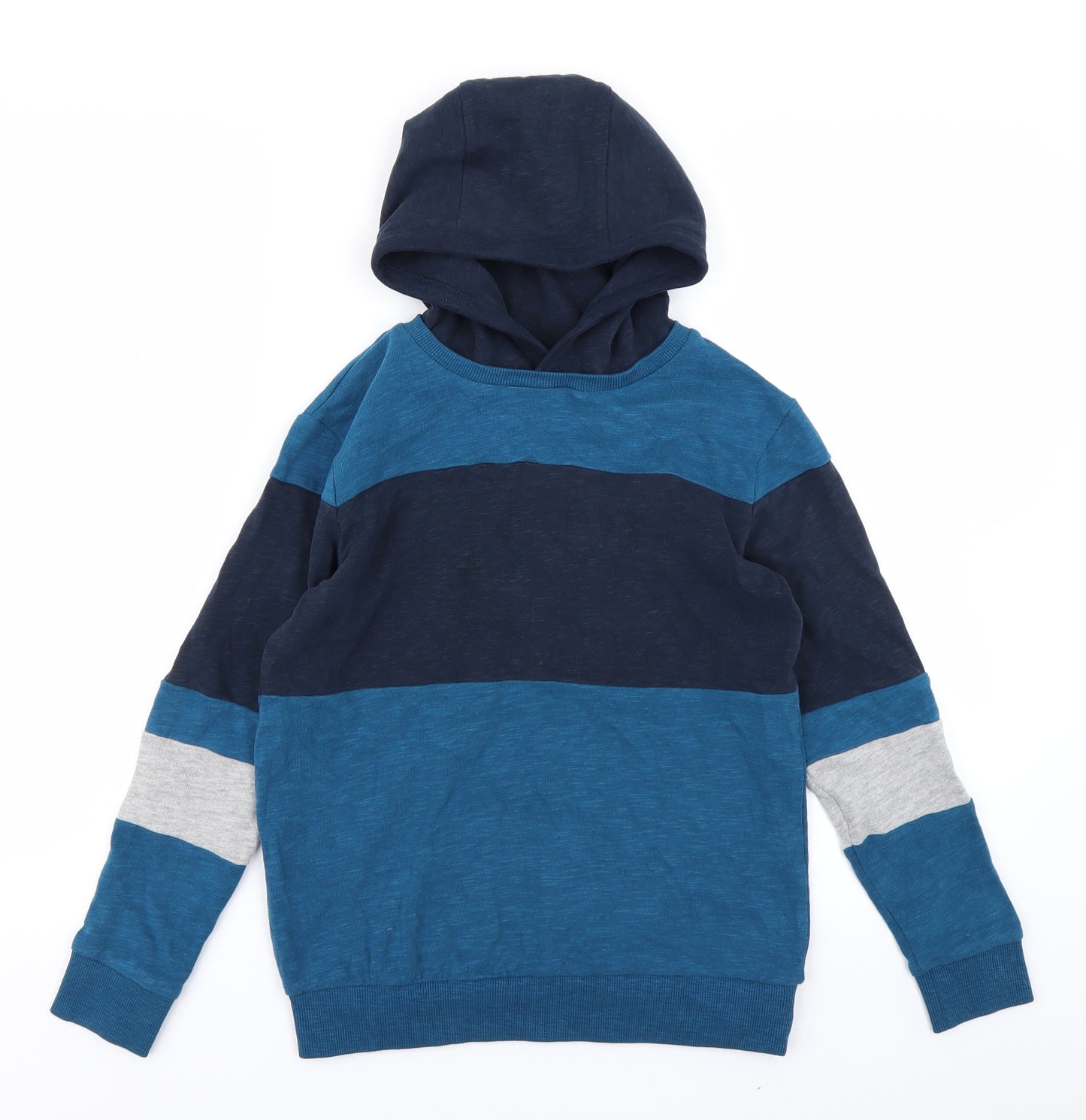 NEXT Boys Blue Striped  Pullover Hoodie Size 9 Years