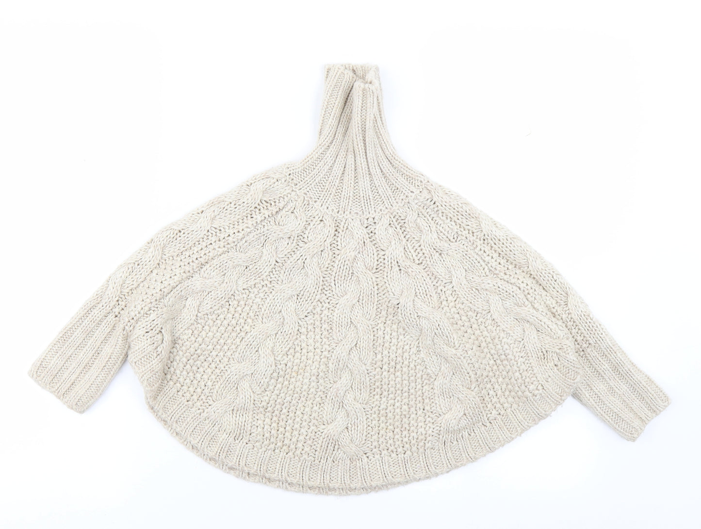 NEXT Girls Beige  Knit Pullover Jumper Size 3-4 Years  - Poncho