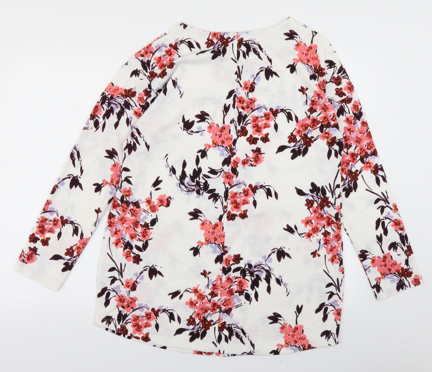 M&S collection Womens White Floral  Basic T-Shirt Size 14