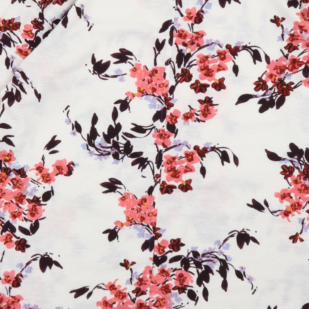 M&S collection Womens White Floral  Basic T-Shirt Size 14