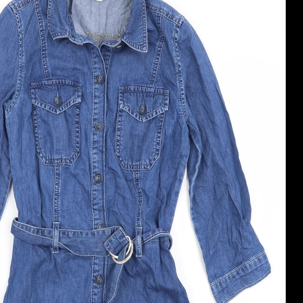 Miss Selfridge Womens Blue  Denim Shirt Dress  Size 8