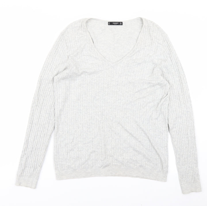 Mango Womens Grey  Knit Pullover Jumper Size L