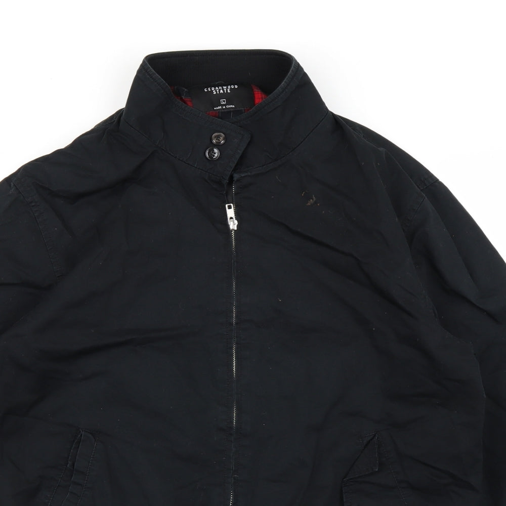 Cedar Wood State Mens Black   Bomber Jacket Jacket Size L
