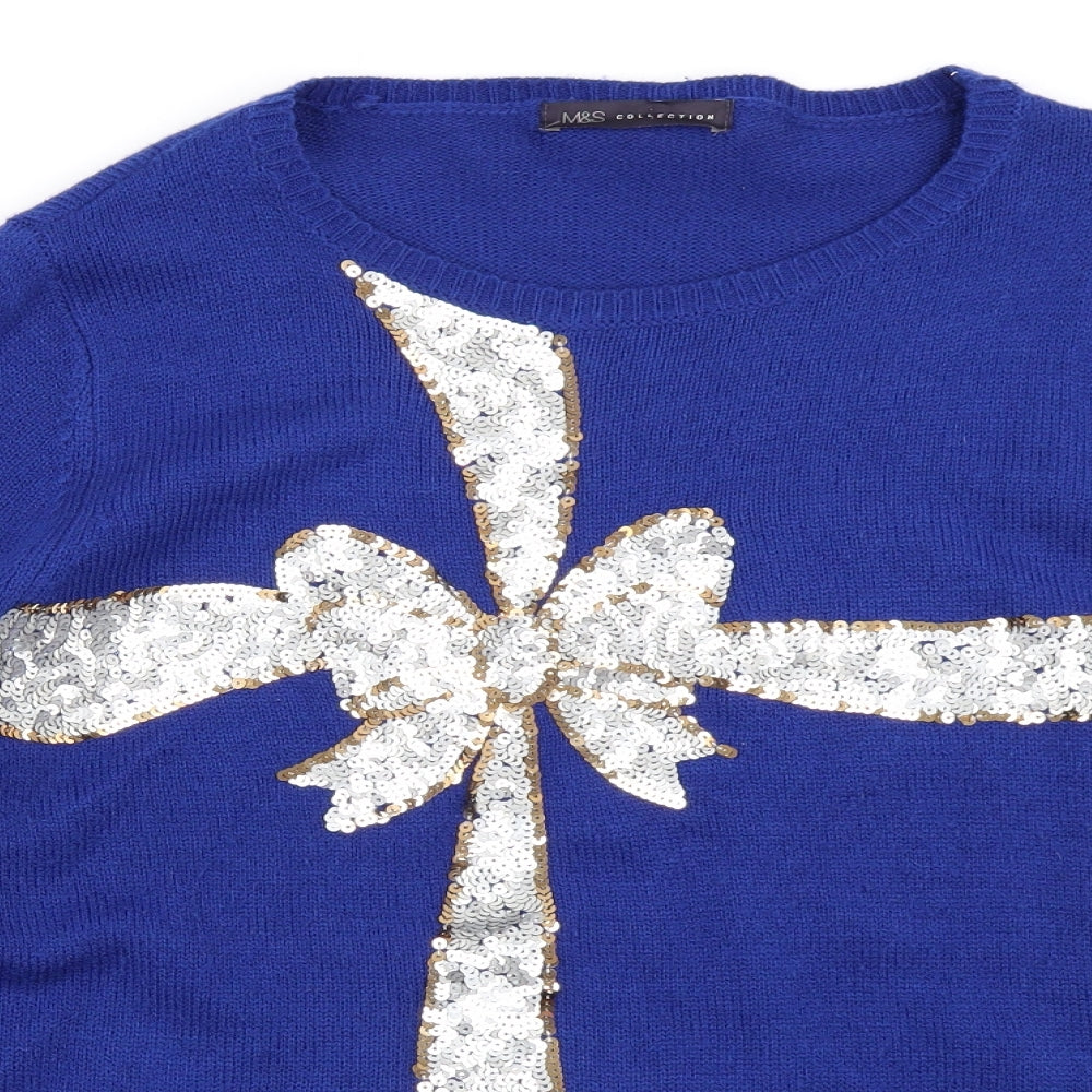 M&S Collection Womens Blue  Knit Pullover Jumper Size 22