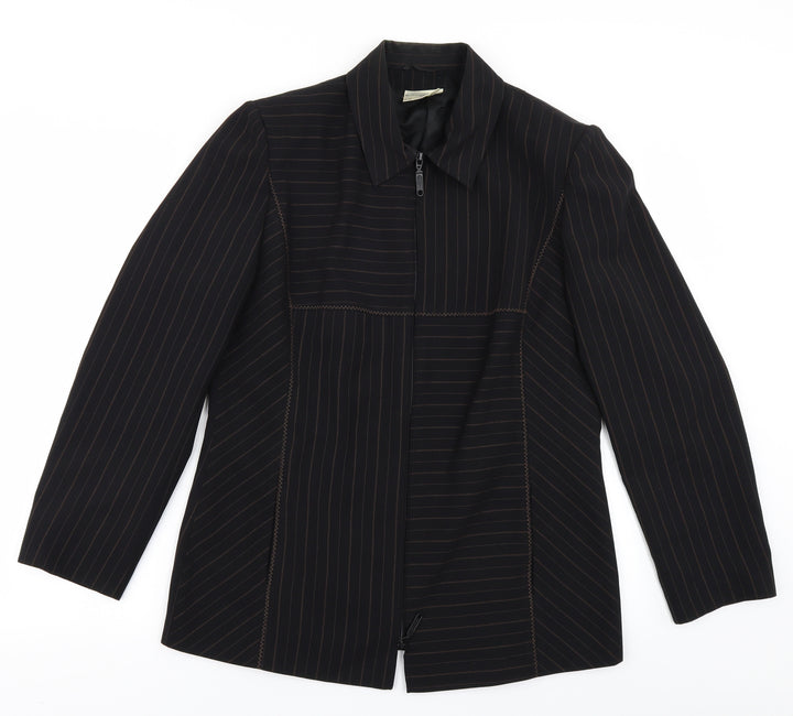 Sommermann Womens Black Striped Jacket Blazer Size 14