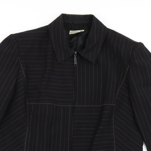 Sommermann Womens Black Striped  Jacket Blazer Size 14