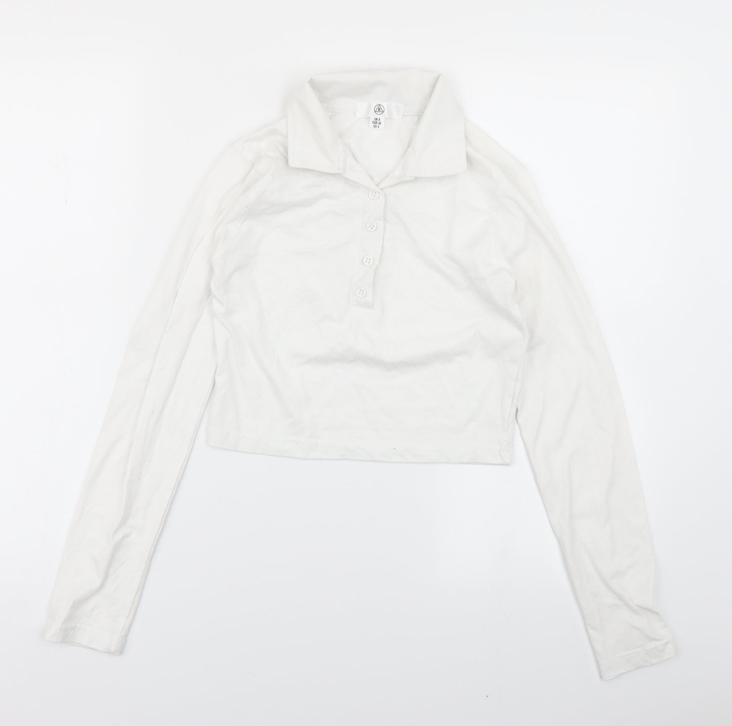 Missguided Womens White   Cropped Polo Size 8
