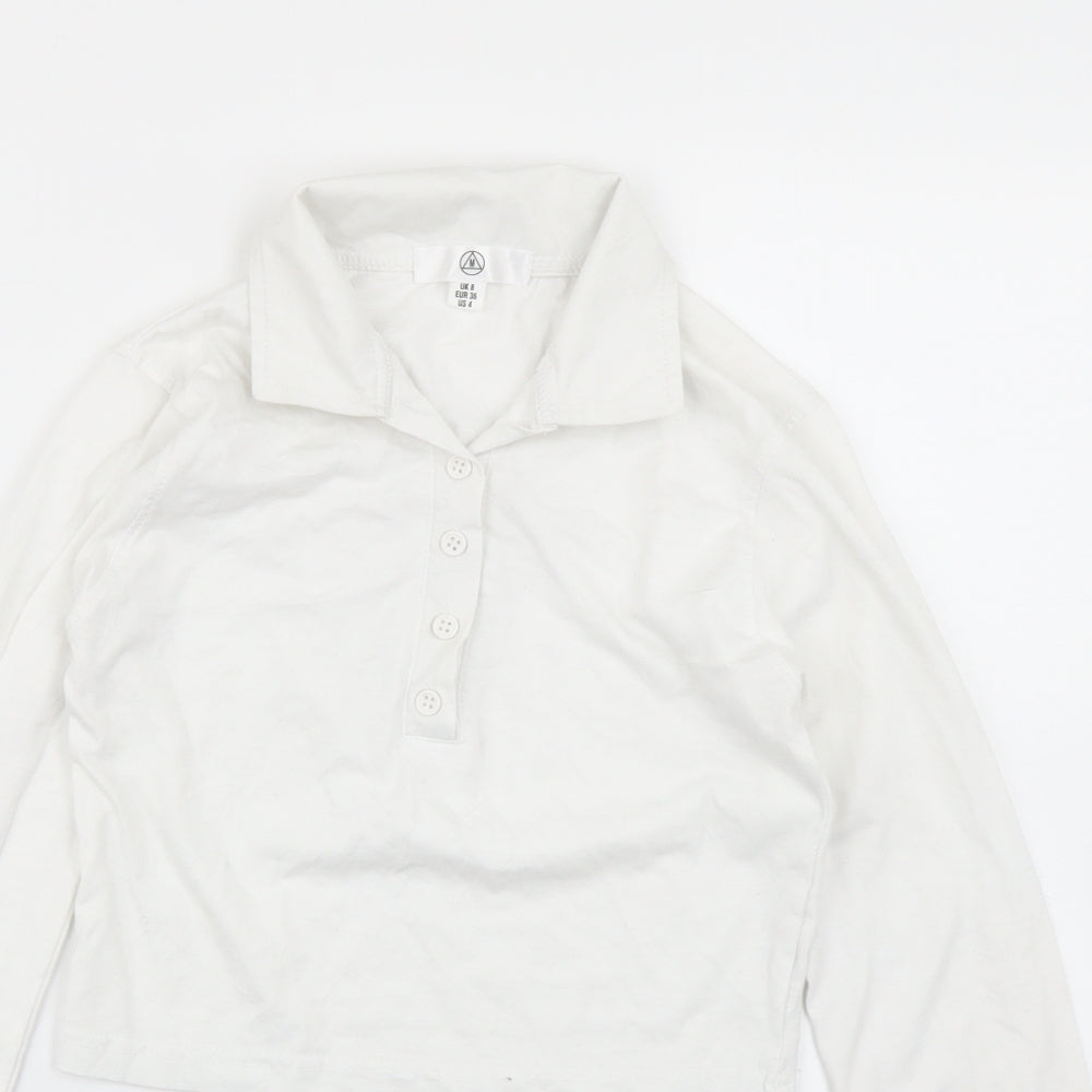 Missguided Womens White   Cropped Polo Size 8