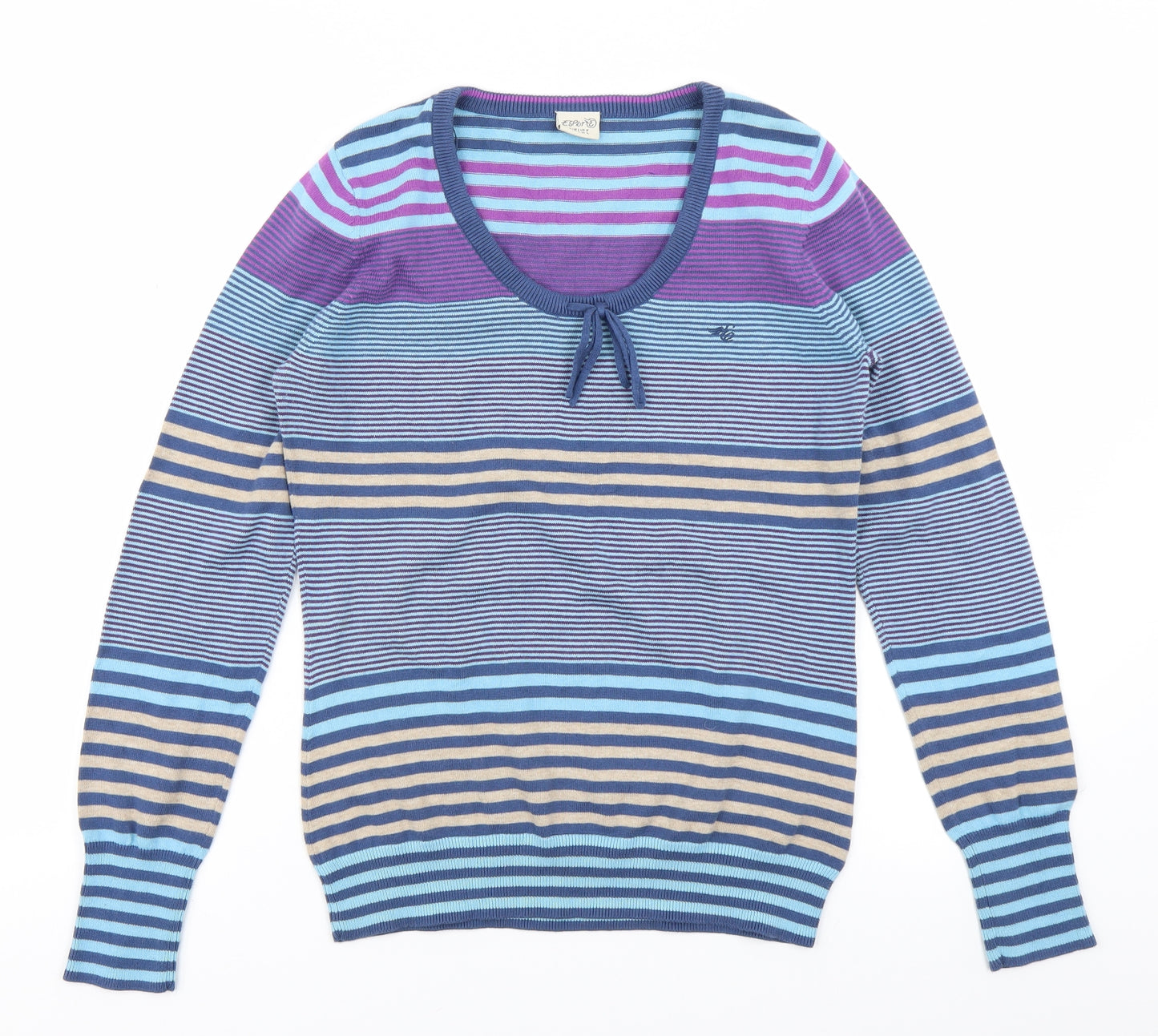 Esprit Womens Blue Striped Knit Pullover Jumper Size M