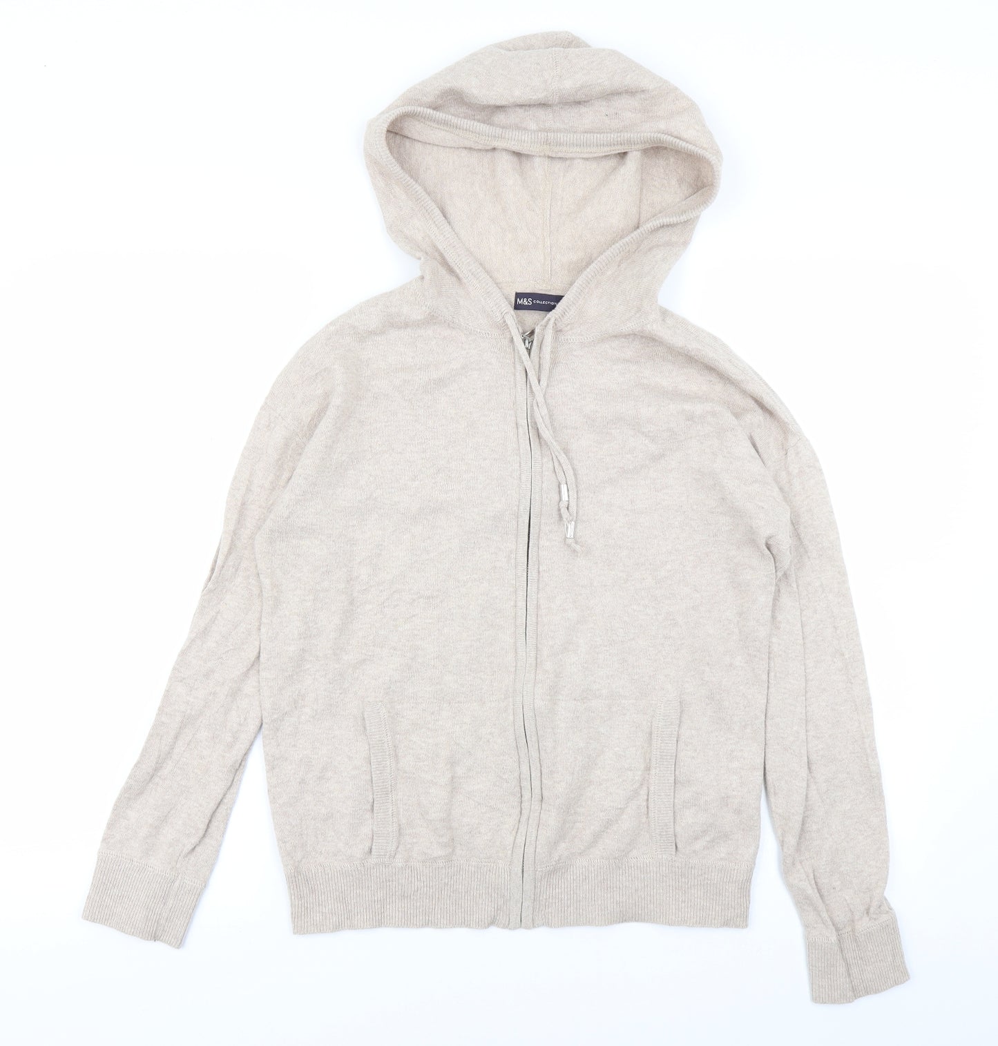 M&S Collection Womens Beige   Full Zip Hoodie Size S