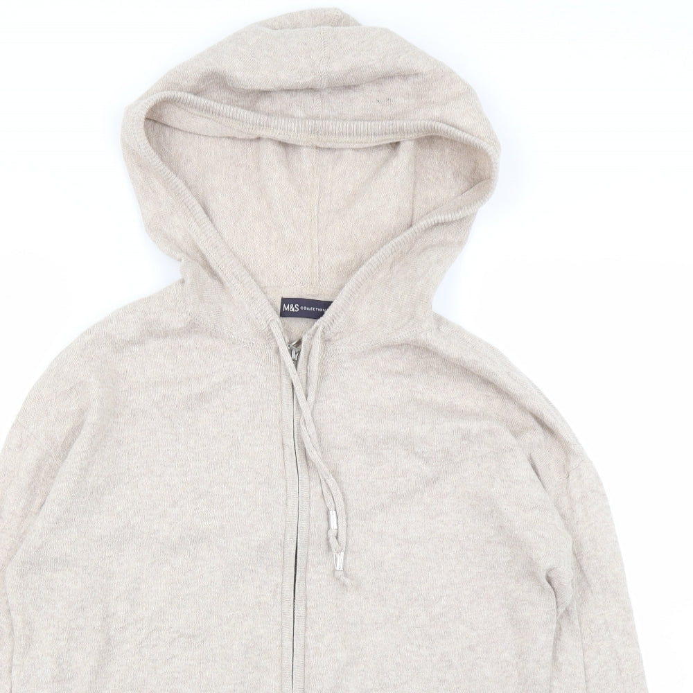 M&S Collection Womens Beige   Full Zip Hoodie Size S