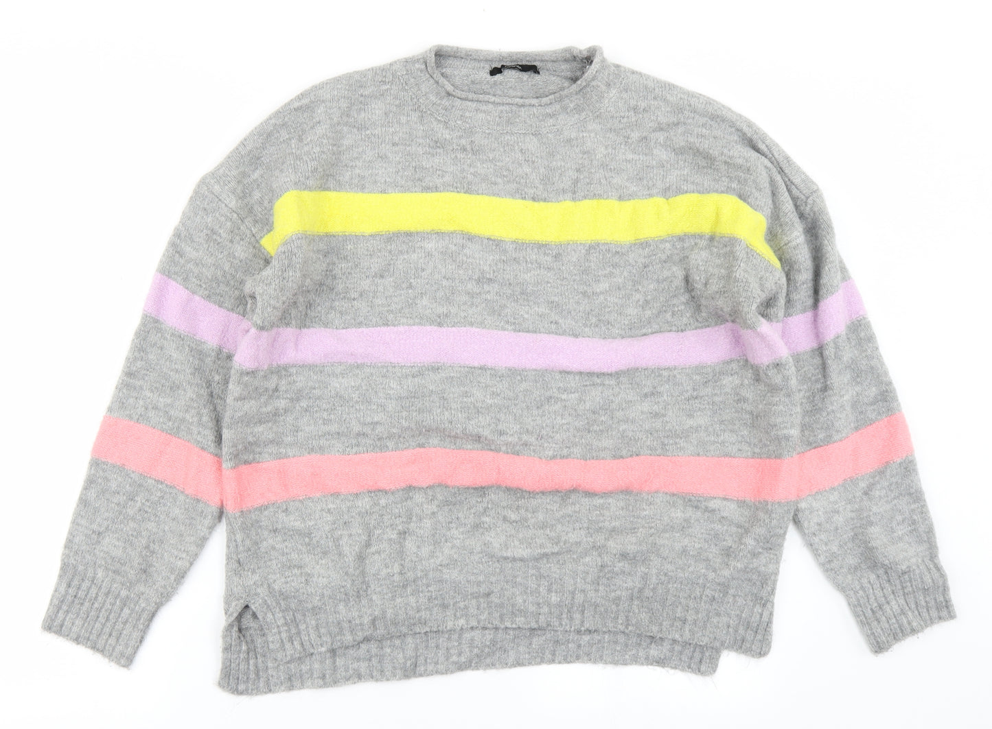 George Womens Grey Striped Knit Pullover Jumper Size L