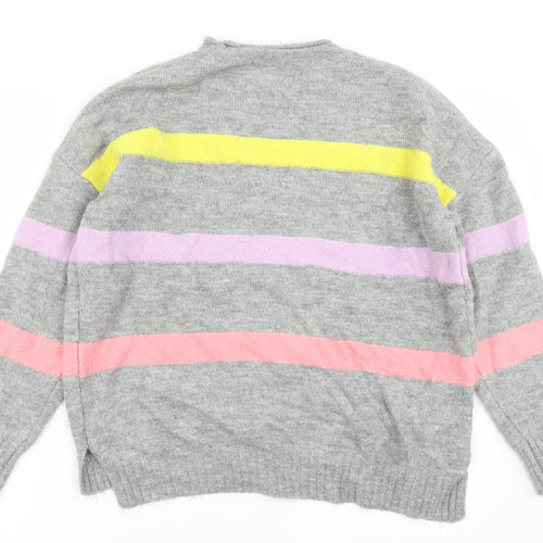 George Womens Grey Striped Knit Pullover Jumper Size L