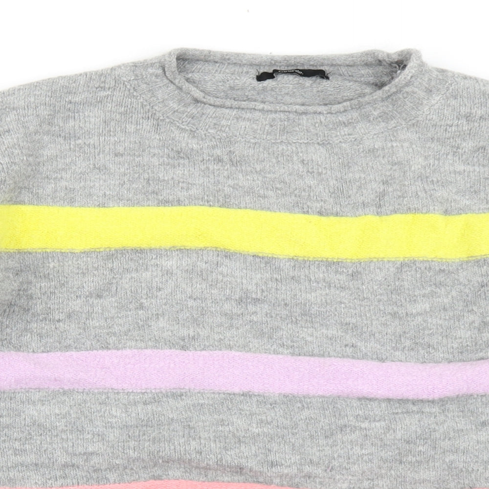 George Womens Grey Striped Knit Pullover Jumper Size L