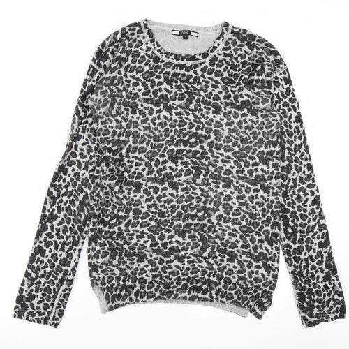 NEXT Womens Grey Animal Print Knit Pullover Jumper Size 14