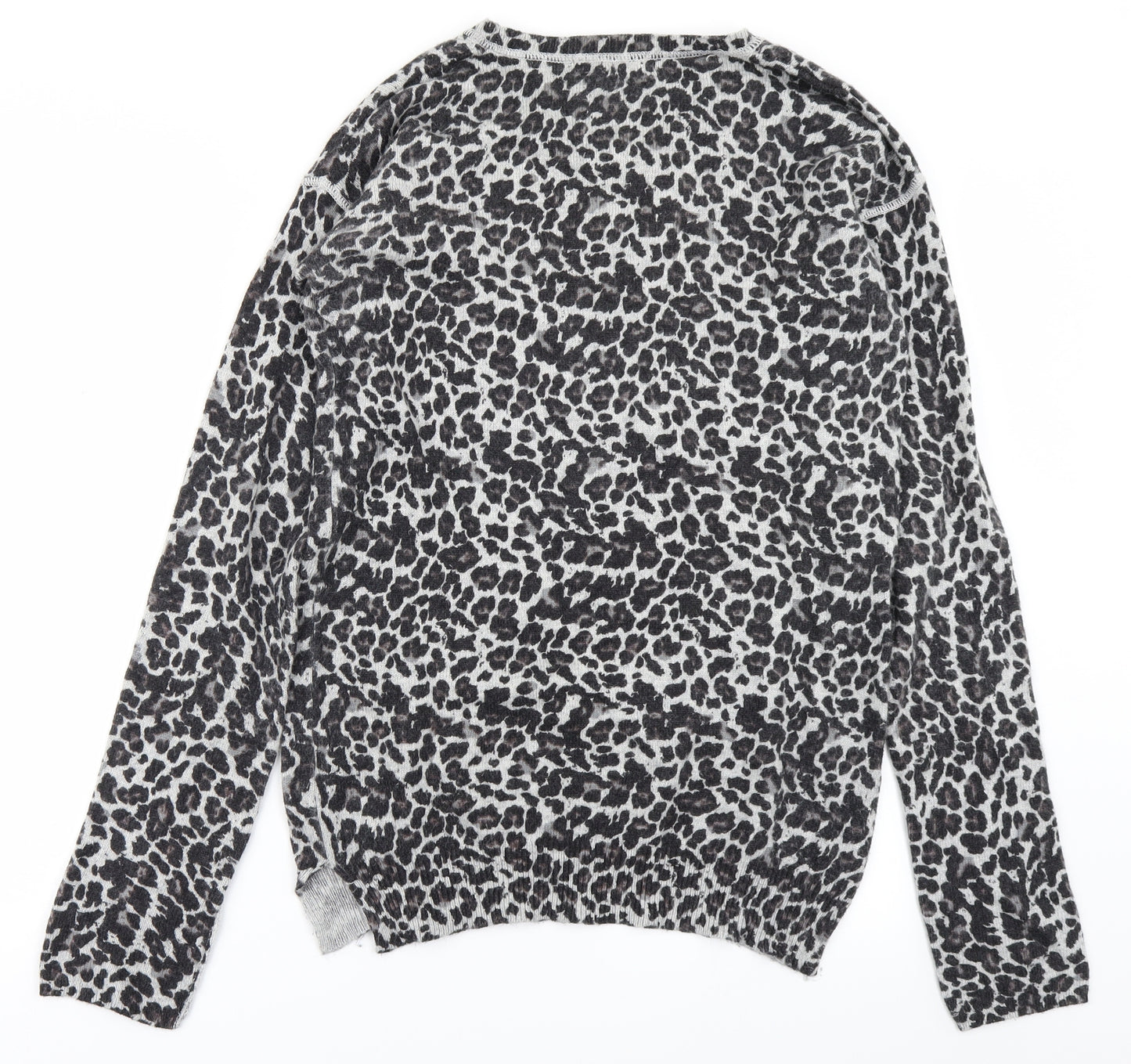 NEXT Womens Grey Animal Print Knit Pullover Jumper Size 14