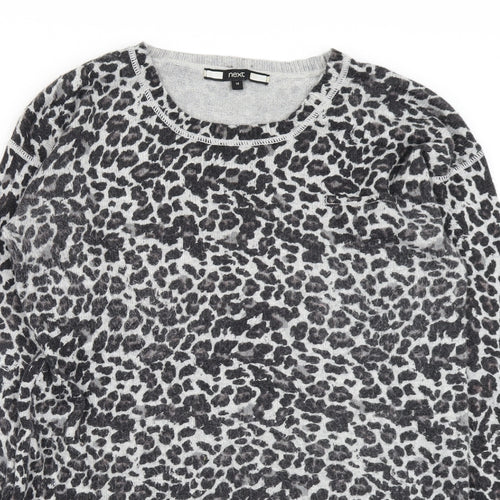 NEXT Womens Grey Animal Print Knit Pullover Jumper Size 14