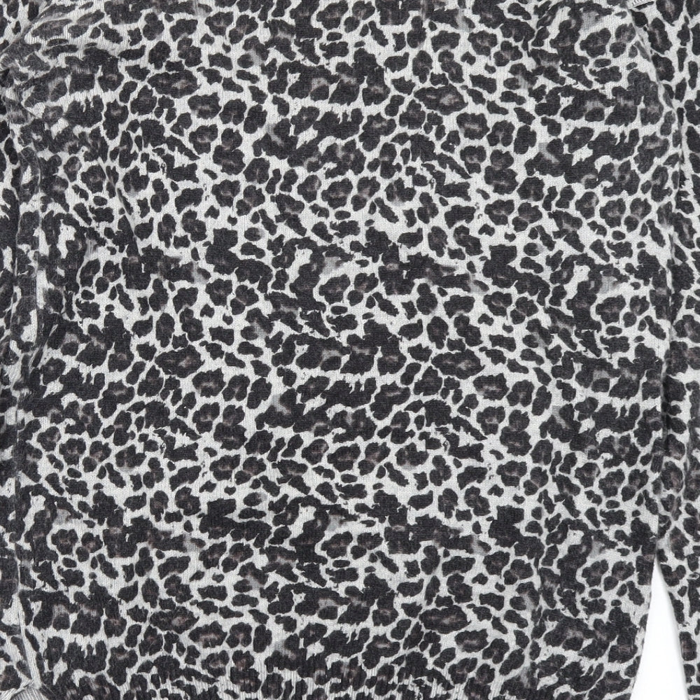NEXT Womens Grey Animal Print Knit Pullover Jumper Size 14