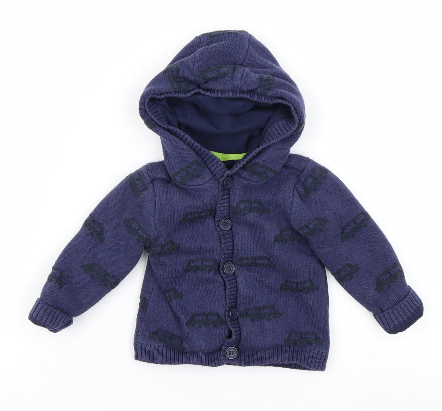 Mothercare Boys Blue  Knit Cardigan Jumper Size 9-12 Months
