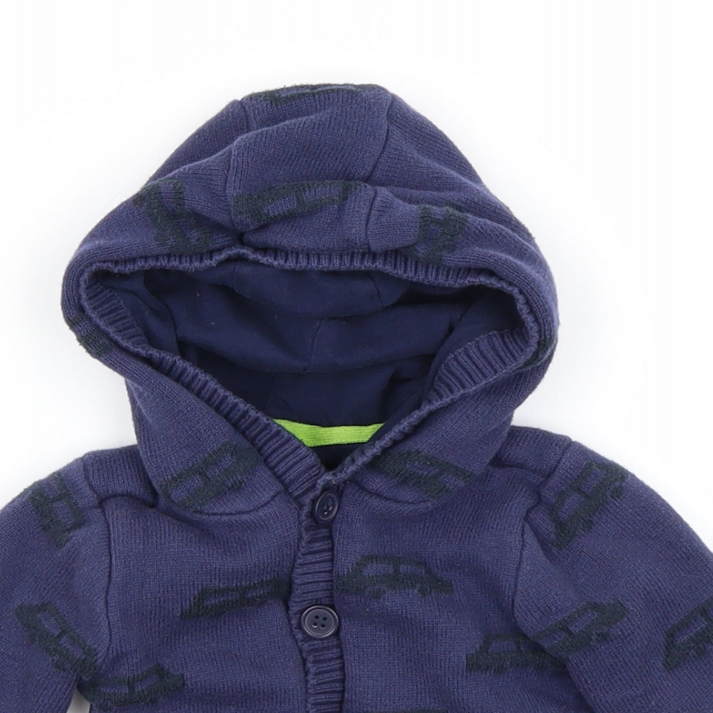 Mothercare Boys Blue  Knit Cardigan Jumper Size 9-12 Months