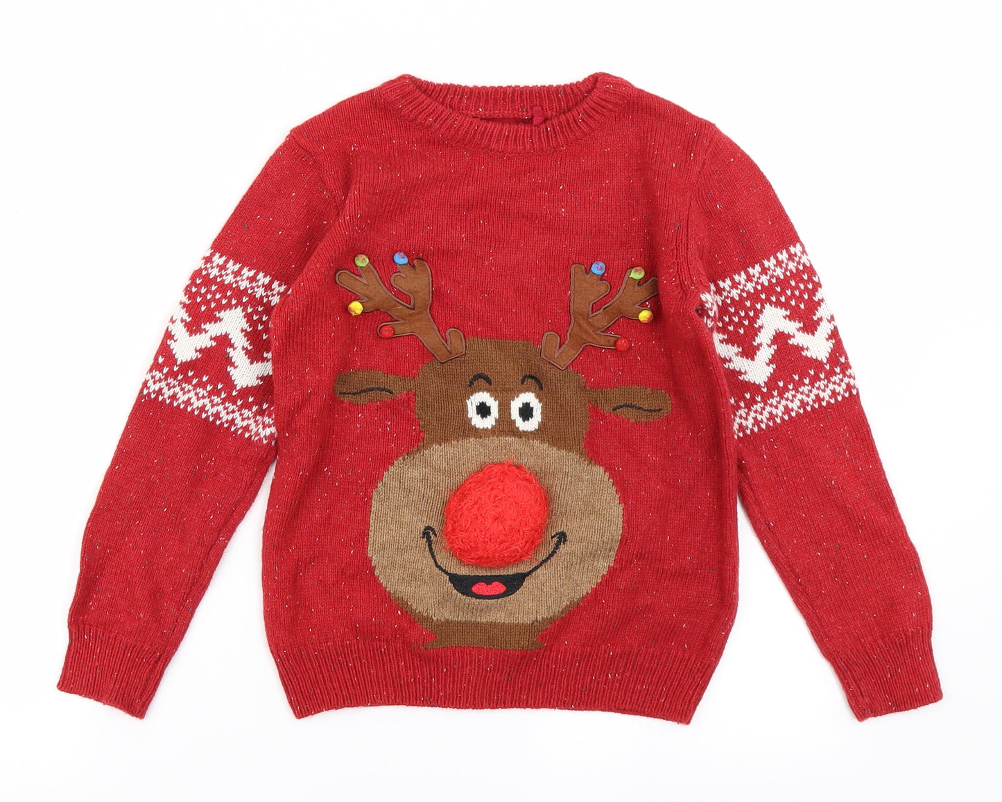 NEXT Boys Red  Knit Pullover Jumper Size 7 Years  - Christmas jumper