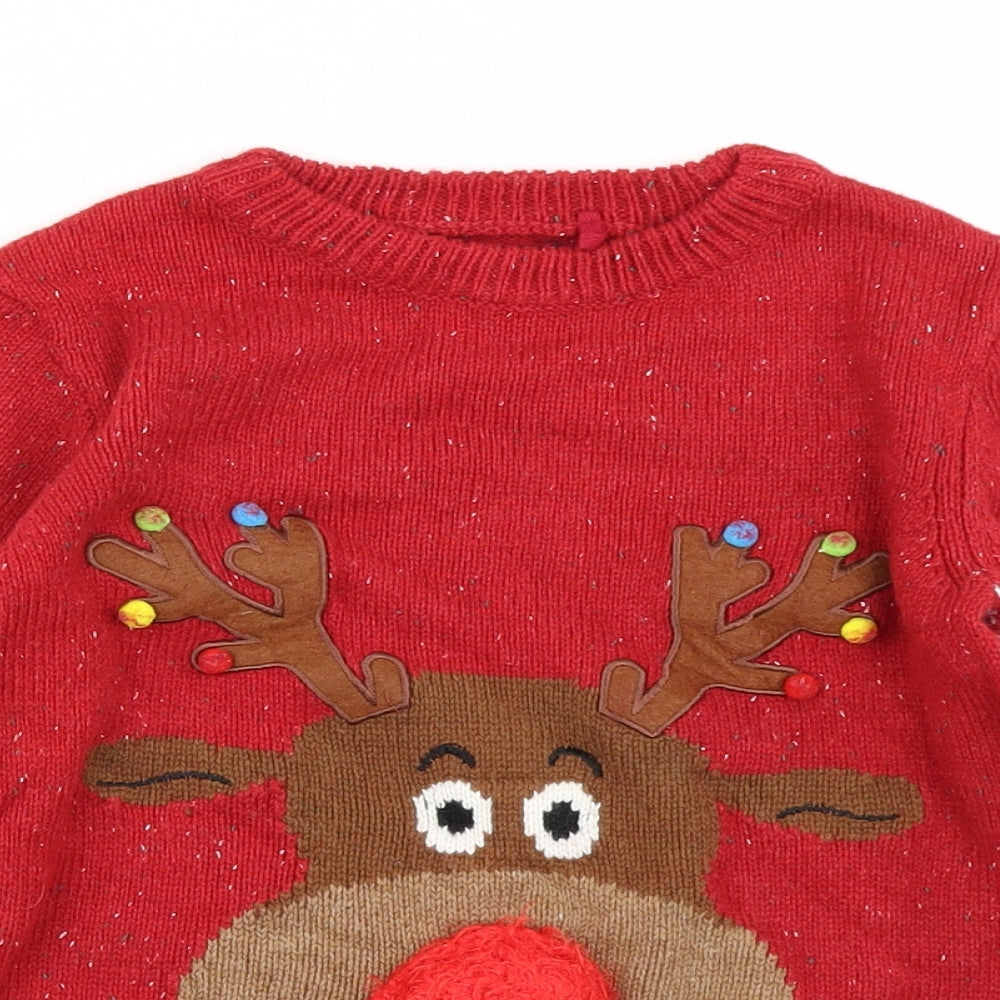 NEXT Boys Red  Knit Pullover Jumper Size 7 Years  - Christmas jumper