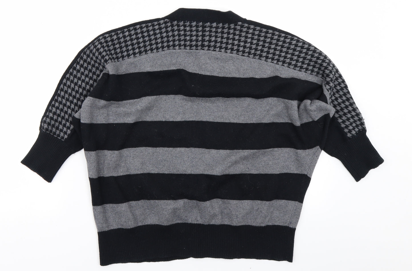 Collection Womens Black Striped Knit Cardigan Jumper Size M