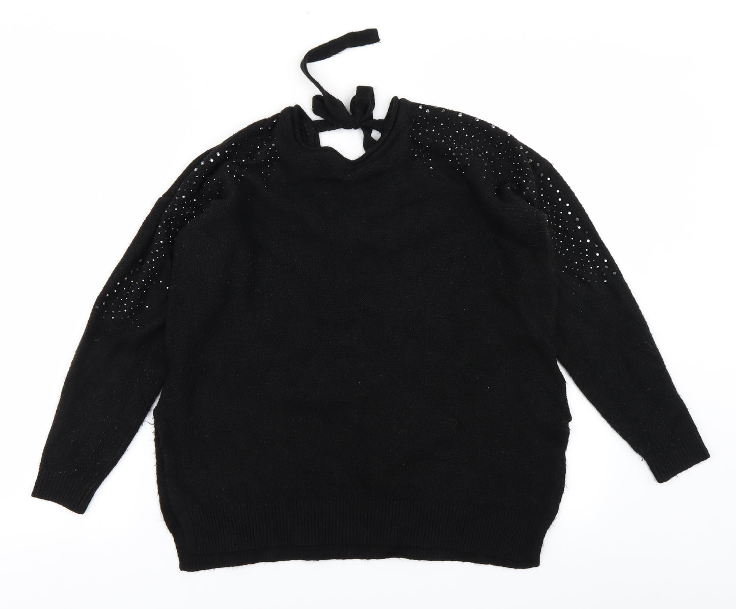 M&S Womens Black  Knit Pullover Jumper Size M