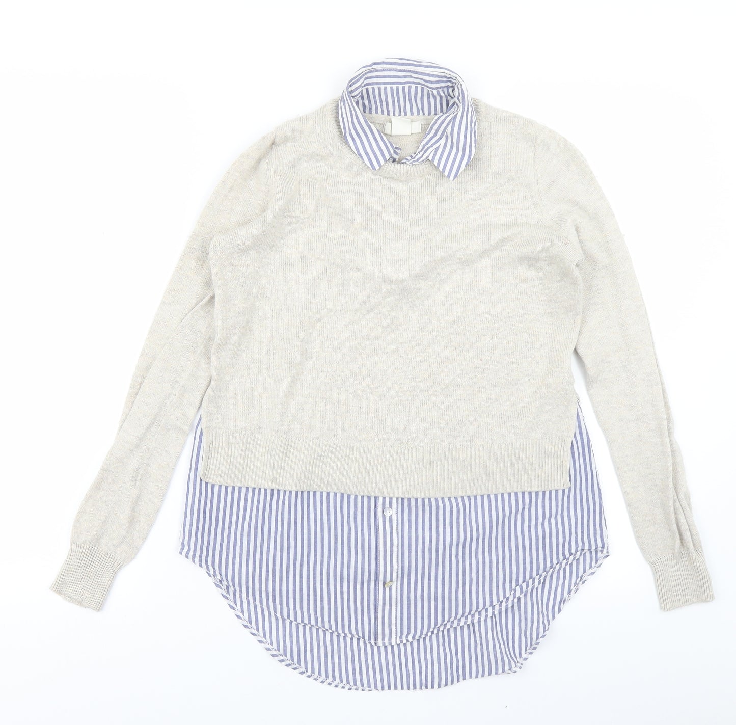 H&M Womens Beige Striped  Pullover Jumper Size XS