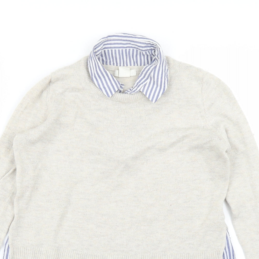 H&M Womens Beige Striped  Pullover Jumper Size XS
