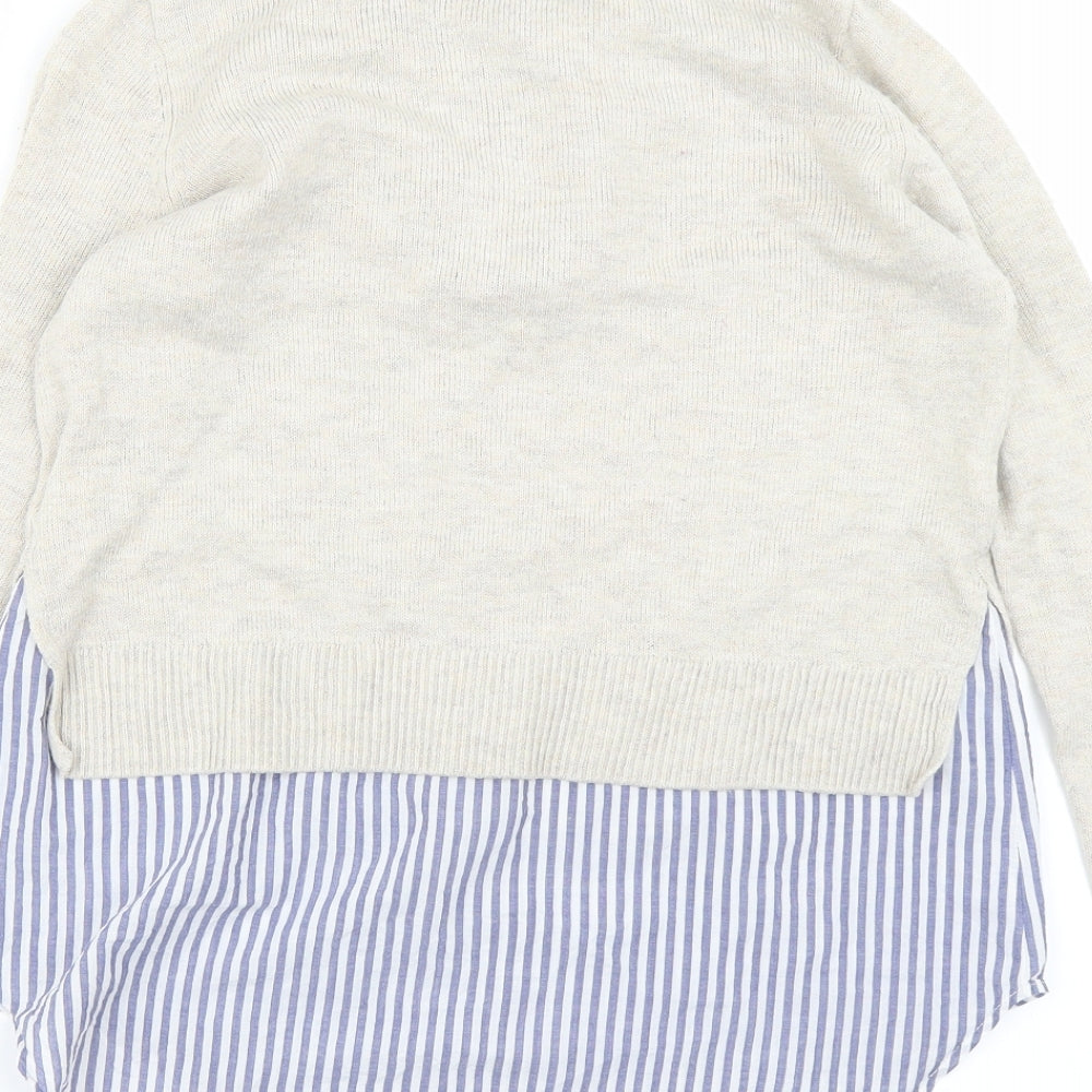 H&M Womens Beige Striped  Pullover Jumper Size XS